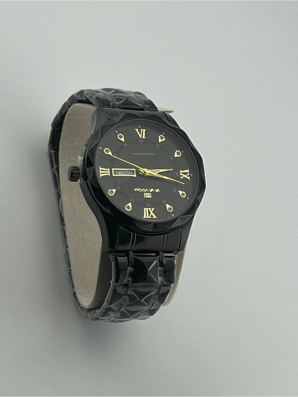 Va Va Voom Black and Gold Men's Dress Watch
